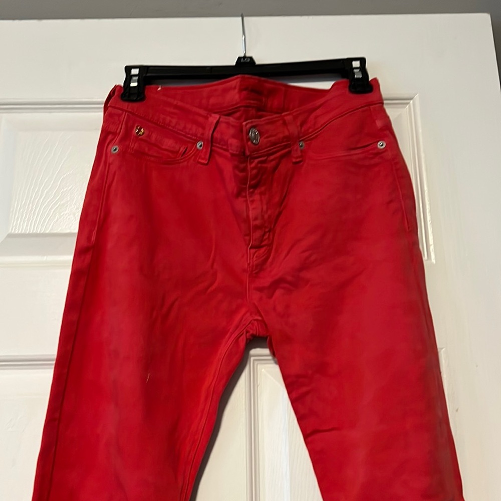 Red tight pants